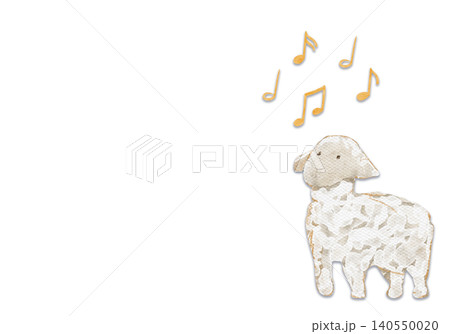 Lamb with musical note above its head. Cute watercolor composition isolated on white background. Perfect for children themes, music school cards, nursery decor, lullaby design, packaging, creative Lamb with musical note above its head. Cute watercolor composition isolated on white background. Perfect for children themes, music school cards, nursery decor, lullaby design, packaging, creative 140550020