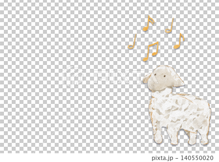 Lamb with musical note above its head. Cute watercolor composition isolated on white background. Perfect for children themes, music school cards, nursery decor, lullaby design, packaging, creative Lamb with musical note above its head. Cute watercolor composition isolated on white background. Perfect for children themes, music school cards, nursery decor, lullaby design, packaging, creative 140550020