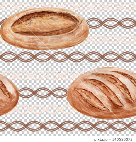 Seamless pattern with hand painted sourdough bread in warm neutral tones. Watercolor minimal bakery design with clean horizontal layout, ideal for packaging, branding, textile and modern food concepts Seamless pattern with hand painted sourdough bread in warm neutral tones. Watercolor minimal bakery design with clean horizontal layout, ideal for packaging, branding, textile and modern food concepts 140550072