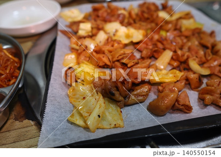 Roasted Bacon and Onion Snack Preparation Roasted Bacon and Onion Snack Preparation 140550154