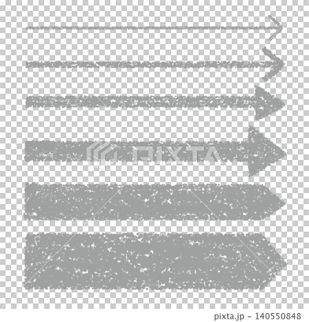 手描きのクレヨン素材　いろいろな太さの矢印セット 140550848