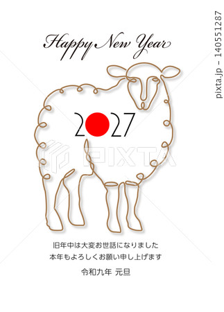 未年の年賀状素材 2027 140551287