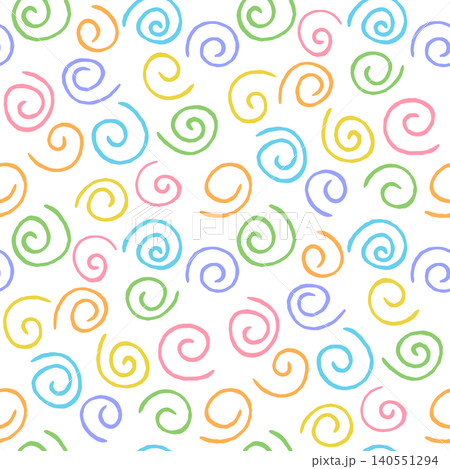 手描きのラフな渦巻きのシームレスパターン(カラフル) 手描きのラフな渦巻きのシームレスパターン(カラフル) 140551294
