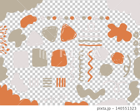 秋のモダンなフラットあしらいセット ニュアンス抽象イラスト背景素材 140551323