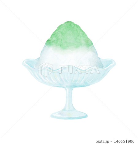 グラスに入ったメロン味のかき氷 140551906