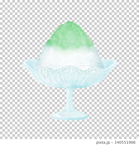 グラスに入ったメロン味のかき氷 140551906