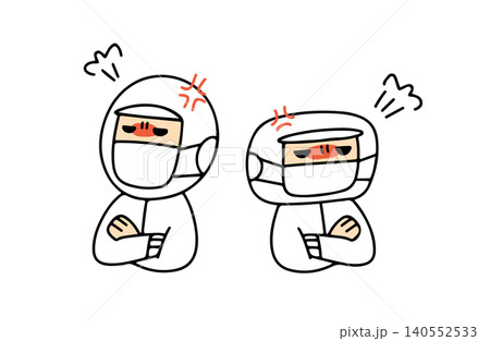 喧嘩をして不仲になる工場作業員2人のイラスト 140552533