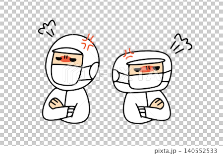 喧嘩をして不仲になる工場作業員2人のイラスト 140552533
