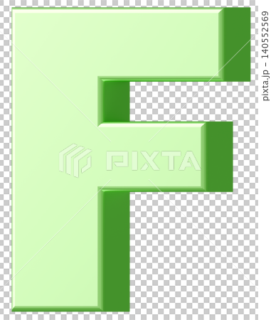 3D素材_アルファベット_F_緑 140552569