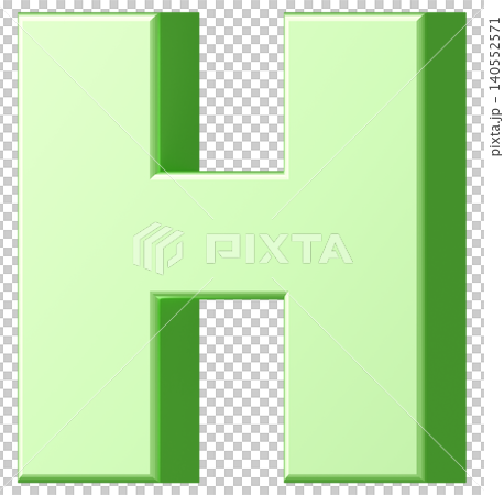 3D素材_アルファベット_H_緑 140552571