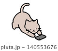 スマートフォンを見るかわいい猫イラスト 140553676