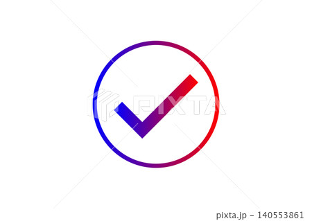 Color Gradient Check Mark Icon in Circle Representing Approval, Verification and Completed Task 140553861