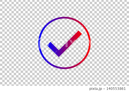 Color Gradient Check Mark Icon in Circle Representing Approval, Verification and Completed Task 140553861