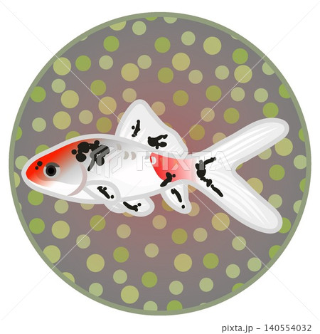 円形背景のついた金魚のイラスト 140554032