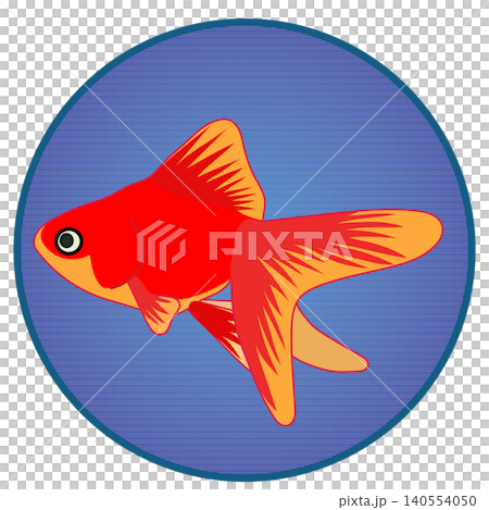 圓形背景的金魚插圖 圓形背景的金魚插圖 140554050