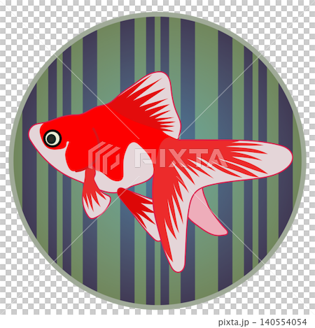圓形背景的金魚插圖 140554054