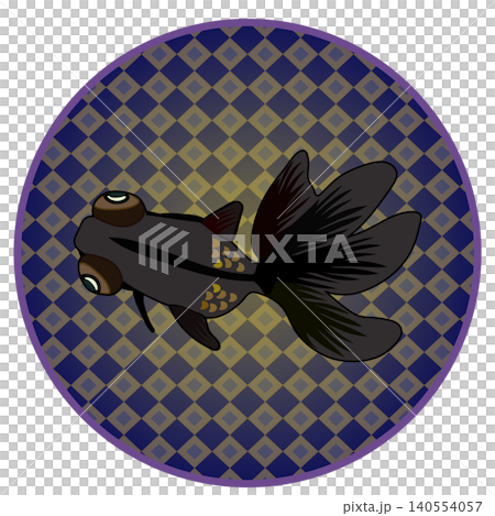 圓形背景的金魚插圖 圓形背景的金魚插圖 140554057