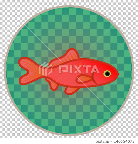 Goldfish illustration with a circular background Goldfish illustration with a circular background 140554075
