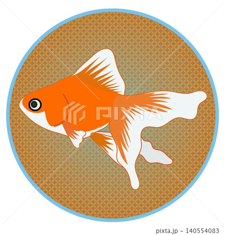 円形背景のついた金魚のイラスト 円形背景のついた金魚のイラスト 140554083