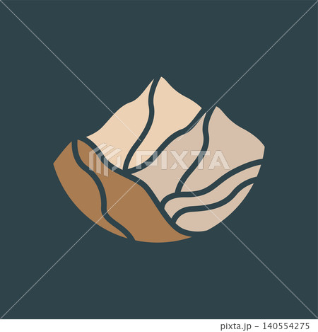 Sahara logo template concept, simple modern Sahara mountain view, suitable for brands with a minimalist aesthetic concept. 140554275