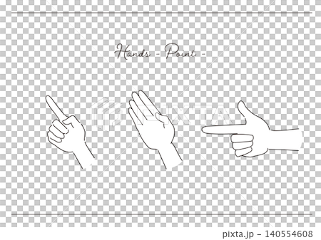 A set of line art illustrations featuring hands and pointing poses. A set of line art illustrations featuring hands and pointing poses. 140554608