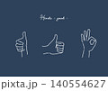 手・GOODポーズのネイビーイラストセット 140554627