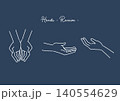 手のひら・受け取るポーズのネイビーイラストセット 140554629