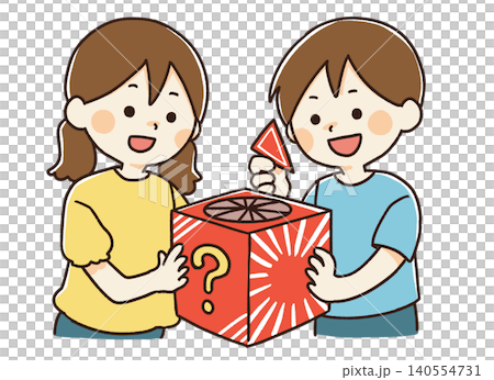 イベントで抽選を楽しむ子供たちのイラスト 140554731