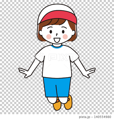 元気にジャンプする体操着の女の子のイラスト 元気にジャンプする体操着の女の子のイラスト 140554980