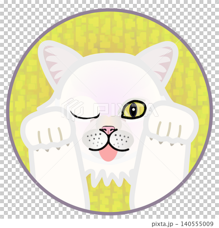 Cat illustration with a circular background Cat illustration with a circular background 140555009