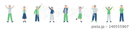 色々なポーズをする老人のイラストセット 140555907