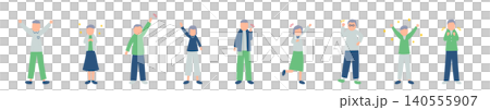 色々なポーズをする老人のイラストセット 140555907