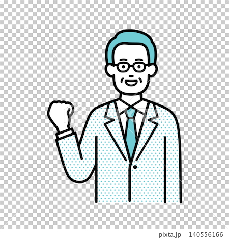 A senior businessman smiles and makes a victory pose. A senior businessman smiles and makes a victory pose. 140556166