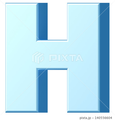 3D素材_アルファベット_H_水色 140556604