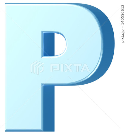 3D素材_アルファベット_P_水色 3D素材_アルファベット_P_水色 140556612