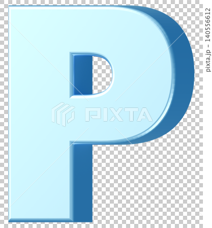 3D素材_アルファベット_P_水色 3D素材_アルファベット_P_水色 140556612