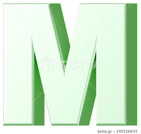 3D素材_アルファベット_M_黄緑 3D素材_アルファベット_M_黄緑 140556635