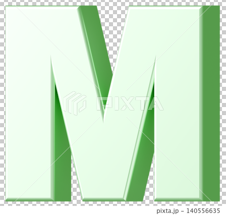 3D素材_アルファベット_M_黄緑 3D素材_アルファベット_M_黄緑 140556635