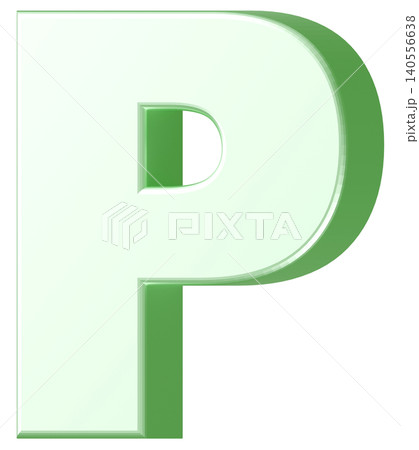 3D素材_アルファベット_P_黄緑 3D素材_アルファベット_P_黄緑 140556638