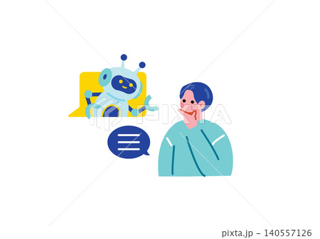 AIに相談する男性のイラスト 140557126