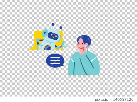 AIに相談する男性のイラスト 140557126