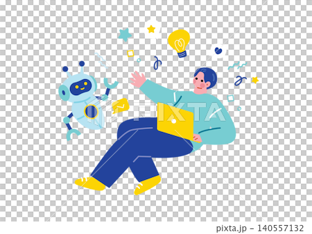 AIを使って仕事をする男性のイラスト 140557132