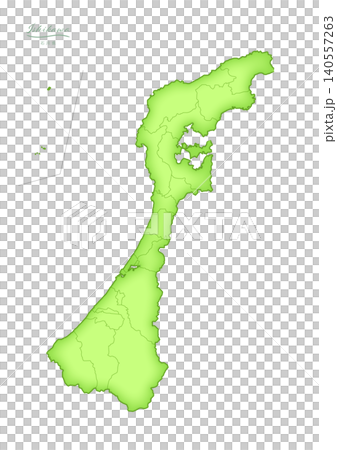 「石川県」立体感のある日本の地図シリーズ。（市町村、白地図）ISHIKAWA, JAPAN 140557263