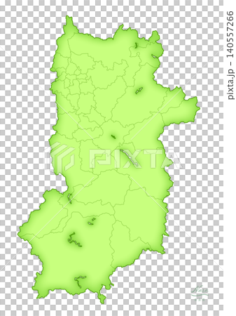 「奈良県」立体感のある日本の地図シリーズ。（市町村、白地図）NARA, JAPAN 140557266