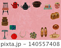 暮らしを彩るヴィンテージ雑貨イラストセット 140557408
