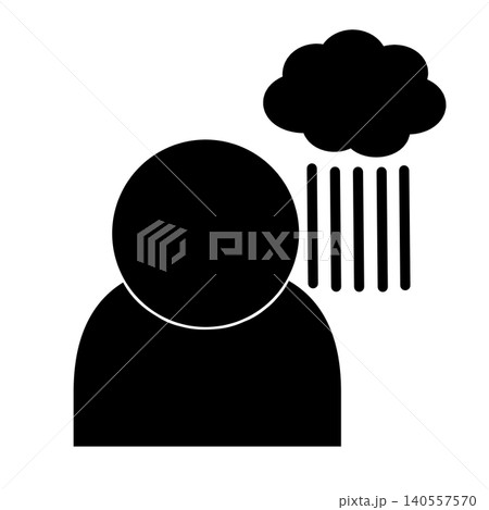 雨雲と落ち込む人物アイコン 140557570