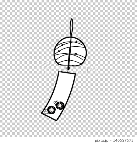 簡潔的單色風鈴插畫。夏季主題。扁平化插畫風格。一幅清新怡人的風鈴插畫。 簡潔的單色風鈴插畫。夏季主題。扁平化插畫風格。一幅清新怡人的風鈴插畫。 140557573