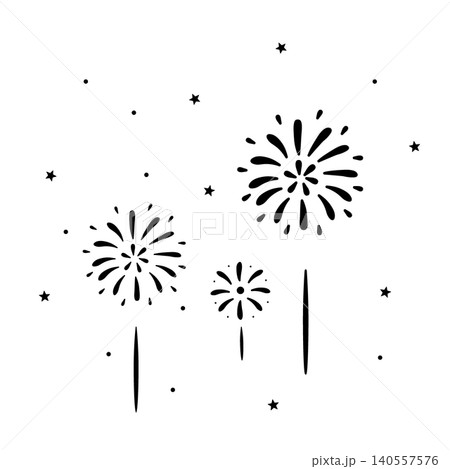 打ち上げ花火のモノクロイラスト 夏素材 シンプル フラットイラスト かわいい 打ち上げ花火のモノクロイラスト 夏素材 シンプル フラットイラスト かわいい 140557576