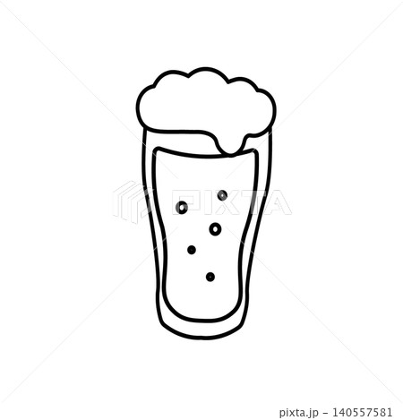 生ビールのモノクロイラスト グラスに入ったビールのモノクロフラットイラスト シンプル 生ビールのモノクロイラスト グラスに入ったビールのモノクロフラットイラスト シンプル 140557581