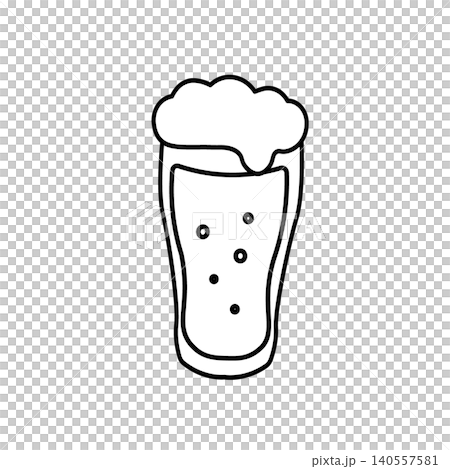 生ビールのモノクロイラスト グラスに入ったビールのモノクロフラットイラスト シンプル 生ビールのモノクロイラスト グラスに入ったビールのモノクロフラットイラスト シンプル 140557581